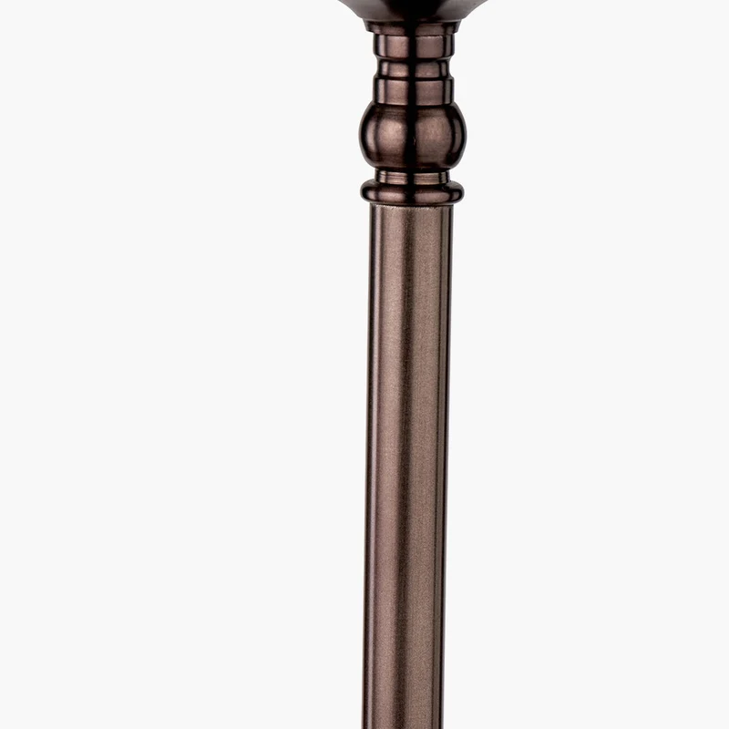 Piero Antique Bronze Metal Candlestick Table Lamp Base with Kamilah 35cm Blue Chevron Patterned Mushroom Pleat Tapered Lamp Shade