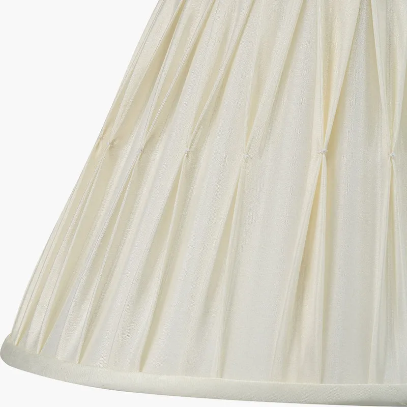 Piero Antique Bronze Metal Candlestick Table Lamp Base with Garbo 35cm Cream Silk Mix Pinch Pleat Tapered Lampshade