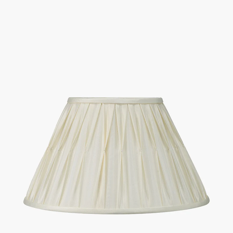 Piero Antique Bronze Metal Candlestick Table Lamp Base with Garbo 35cm Cream Silk Mix Pinch Pleat Tapered Lampshade
