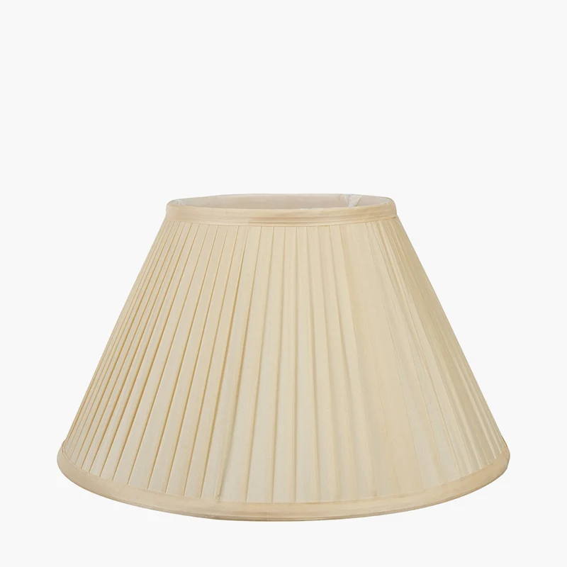 Pheasant Medium Glass Table Lamp Base with Bacall 35cm Almond Silk Knife Pleat Empire Lampshade