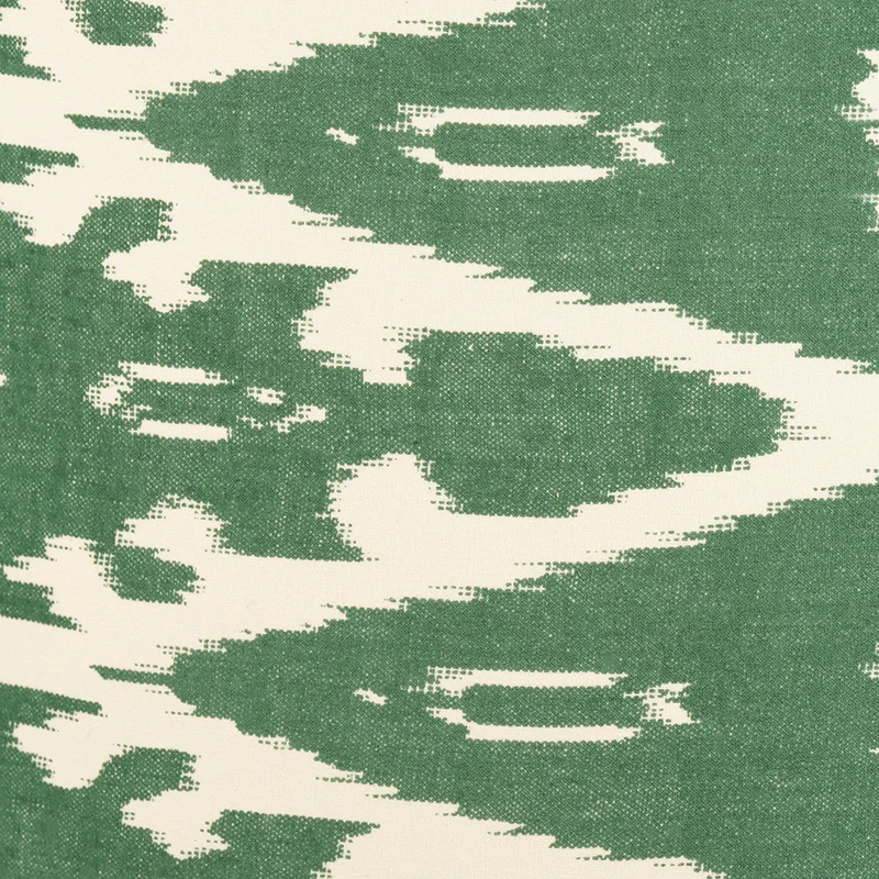 Pembury Brown Wash Turned Wood Table Lamp Base with Lars 30cm Racing Green Ikat Patterned Cylinder Lampshade