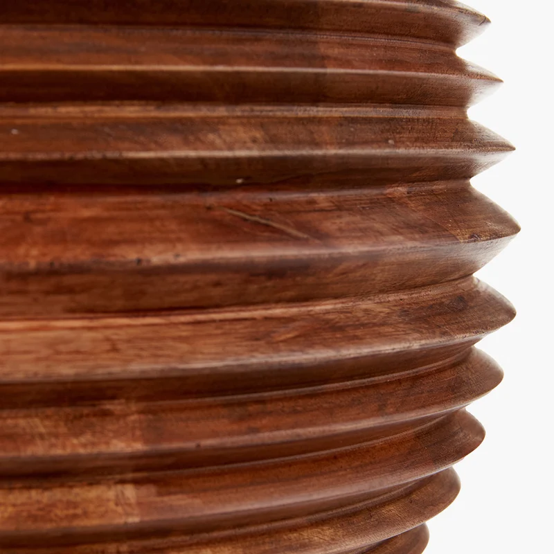 Pembury Brown Wash Large Turned Wood Table Lamp Base with Lars 40cm Cinnamon Ikat Patterned Cylinder Lampshade