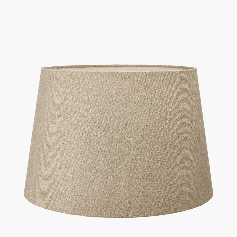 Parrot Tall Glass Table Lamp Base with Milos 40cm Natural Linen Tapered Lampshade