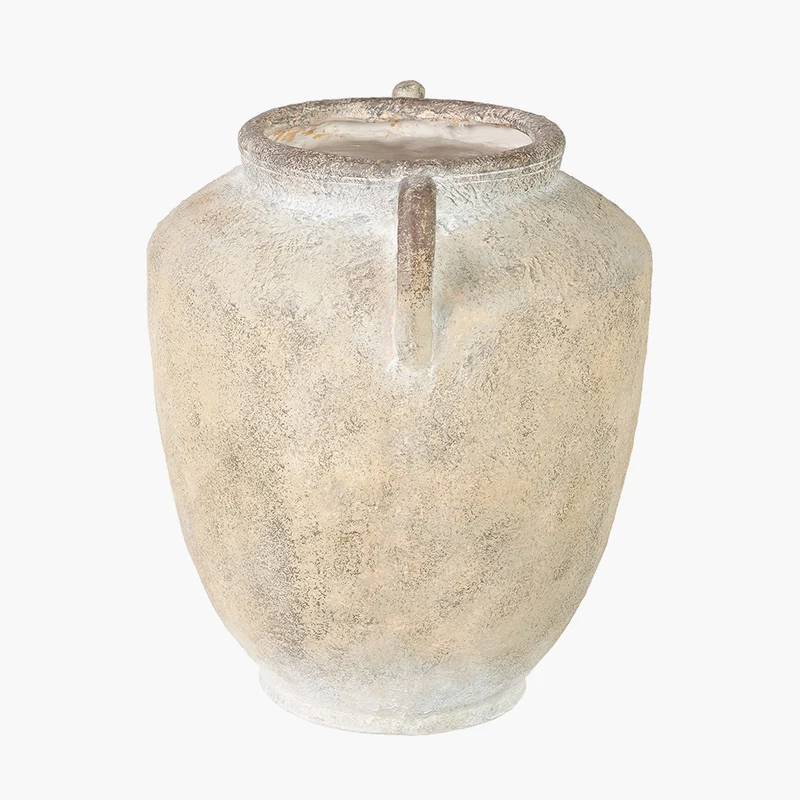 Natural Textured Fibrestone Decorative Vase with Handles