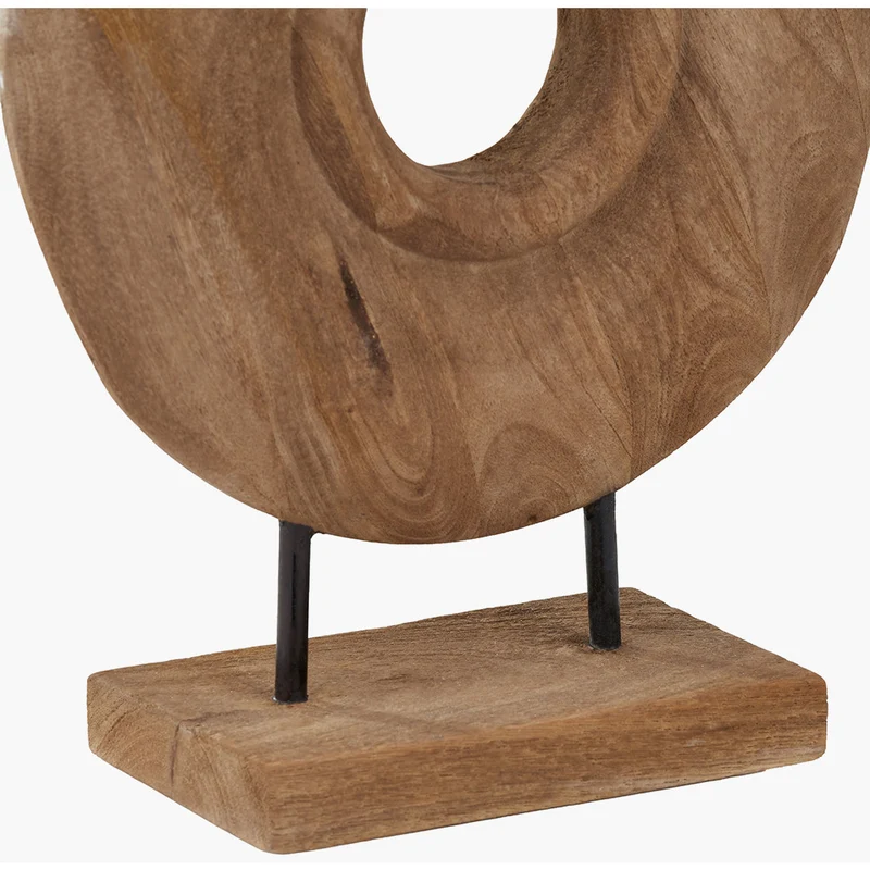 Natural Handcarved Mango Wood Circular Ornament