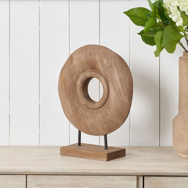 Natural Handcarved Mango Wood Circular Ornament