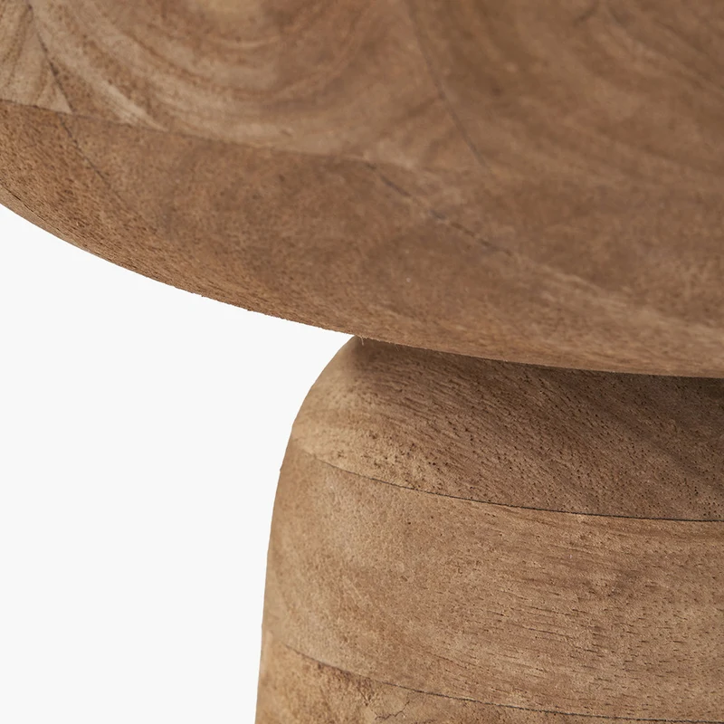 Natural Handcarved Mango Wood Bowl with Raised Base
