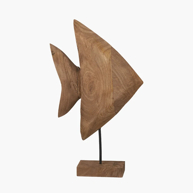 Natural Handcarved Mango Wood Altum Angelfish Ornament