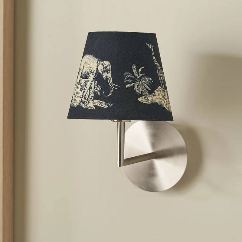 Nala 16cm Inky Blue Safari Printed Tapered Lampshade