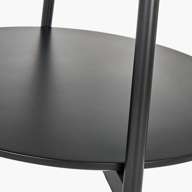Marchello White Marble Veneer and Black Metal Side Table