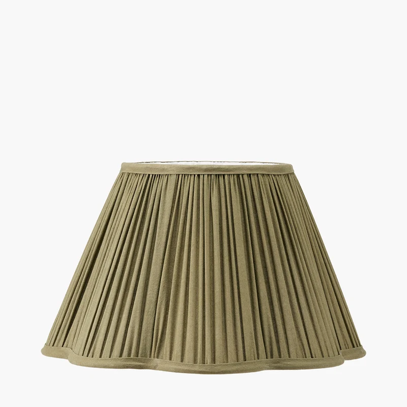 Malia 35cm Olive Green Mushroom Pleat Scalloped Tapered Lampshade