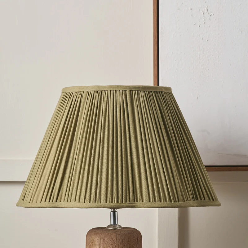 Malia 35cm Olive Green Mushroom Pleat Scalloped Tapered Lampshade