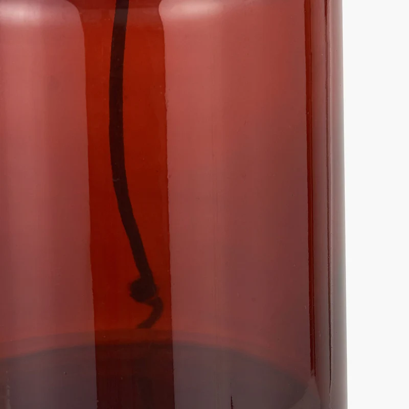 Palmo Amber Glass Bottle Table Lamp Base with Lino 35cm White Self Lined Linen Cylinder Lampshade
