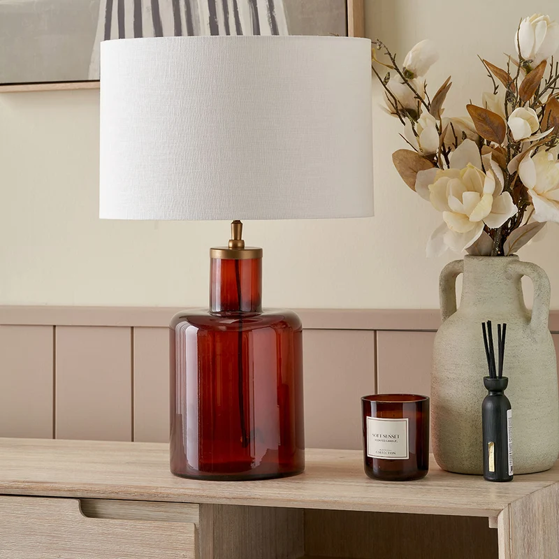 Palmo Amber Glass Bottle Table Lamp Base