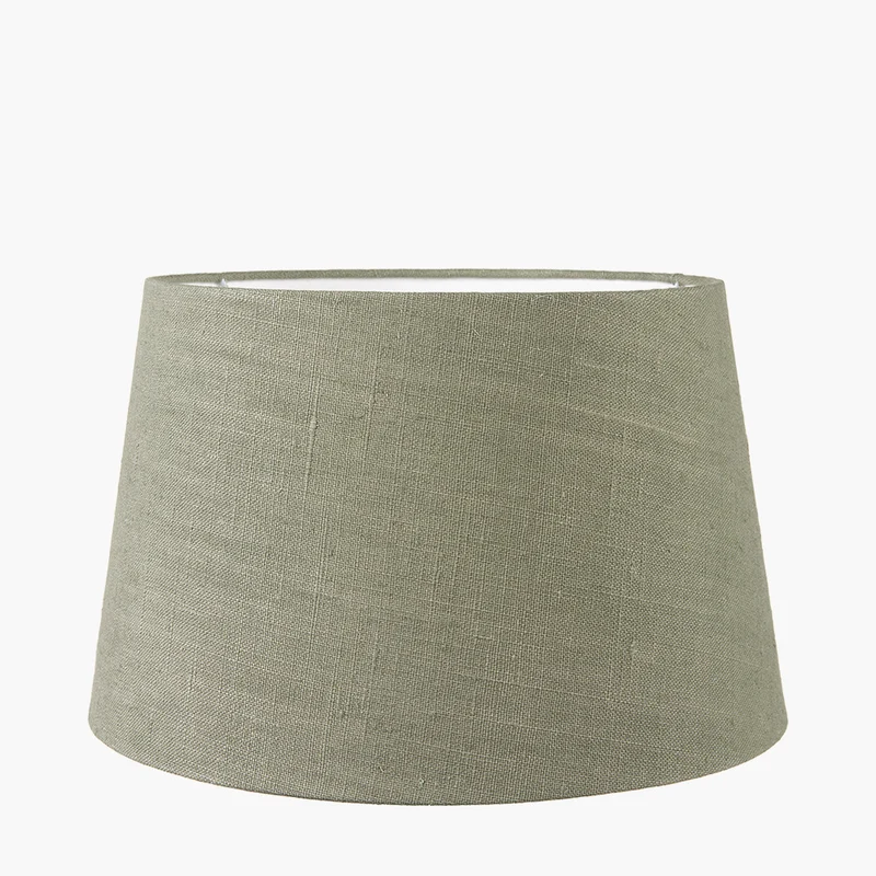 Palawan Stone Grey Feather Stoneware Table Lamp Base with Milos 40cm Pistachio Green Linen Tapered Lampshade
