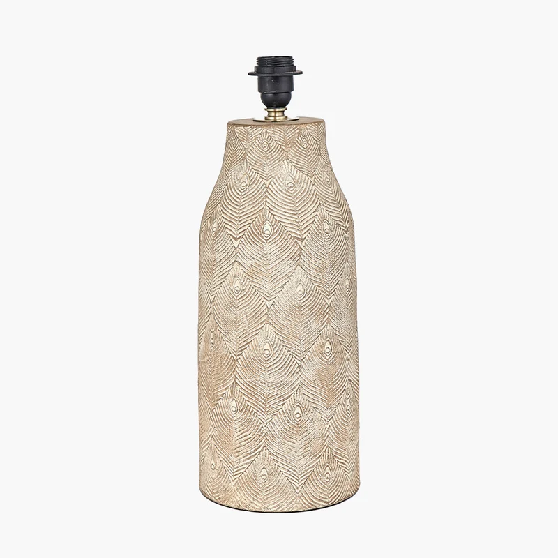 Palawan Stone Grey Feather Stoneware Table Lamp Base with Henry 40cm Taupe Handloom Cylinder Lampshade