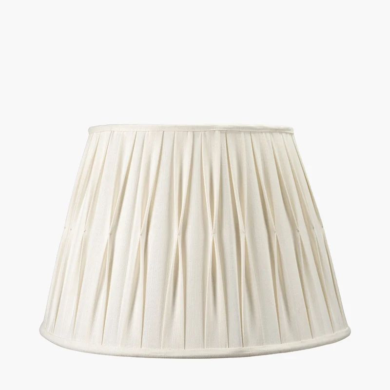 Odette 45cm White Linen Cotton Slub Pinch Pleat Tapered Lampshade