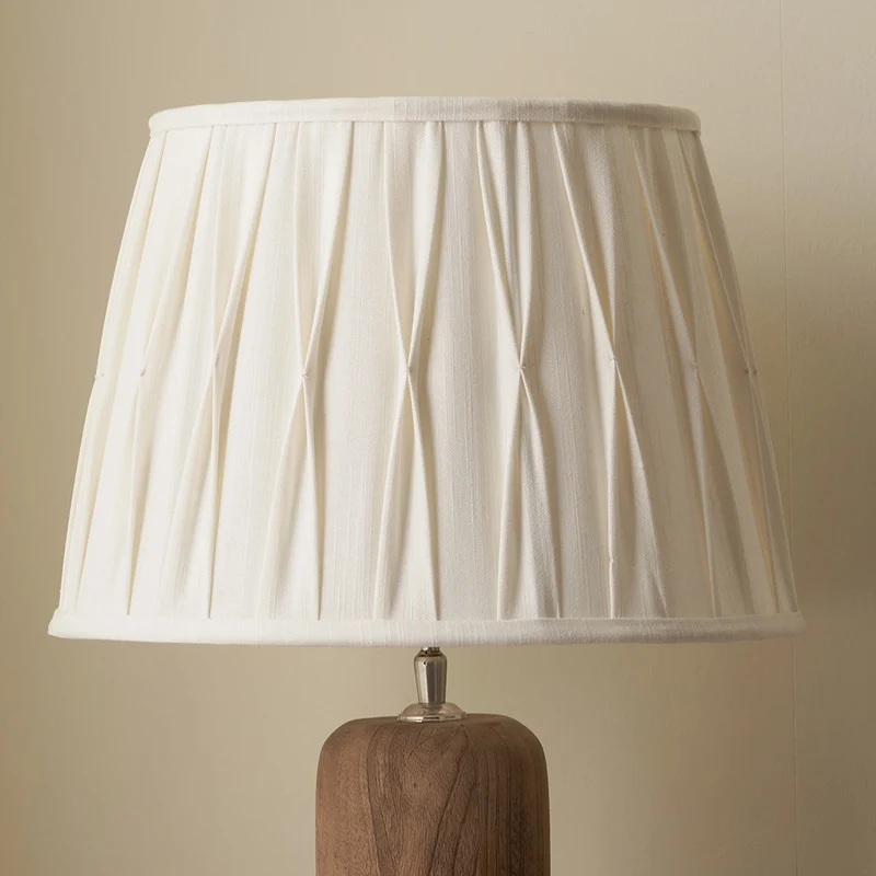 Odette 45cm White Linen Cotton Slub Pinch Pleat Tapered Lampshade
