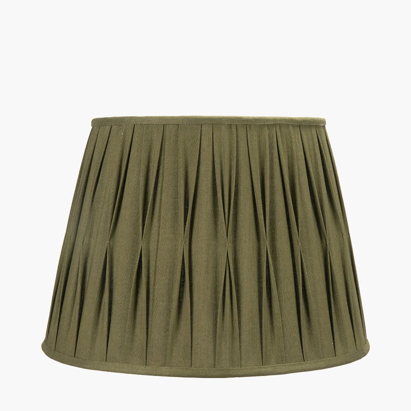 Odette 45cm Olive Green Cotton Slub Pinch Pleat Tapered Lampshade