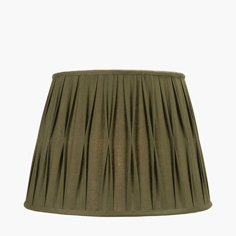 Odette 45cm Olive Green Cotton Slub Pinch Pleat Tapered Lampshade