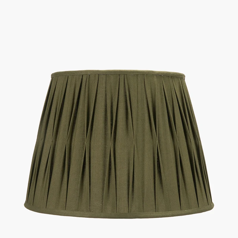 Odette 45cm Olive Green Cotton Slub Pinch Pleat Tapered Lampshade