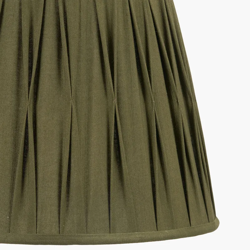 Odette 45cm Olive Green Cotton Slub Pinch Pleat Tapered Lampshade