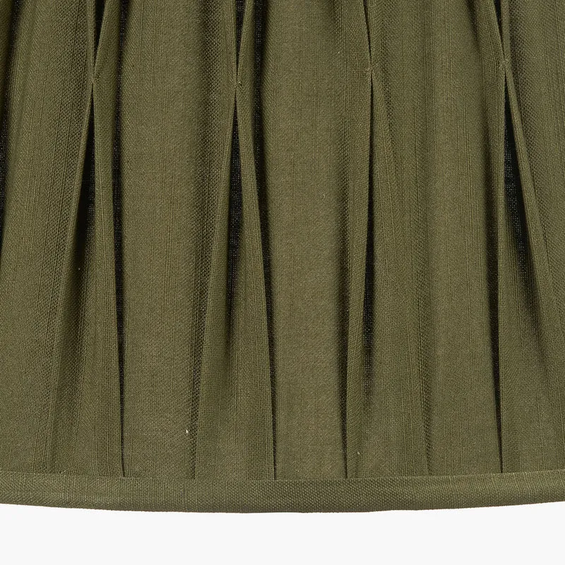 Odette 45cm Olive Green Cotton Slub Pinch Pleat Tapered Lampshade