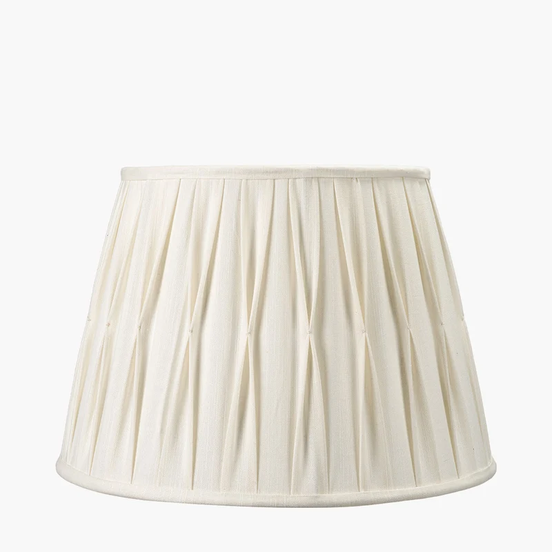 Odette 40cm White Linen Cotton Slub Pinch Pleat Tapered Lampshade