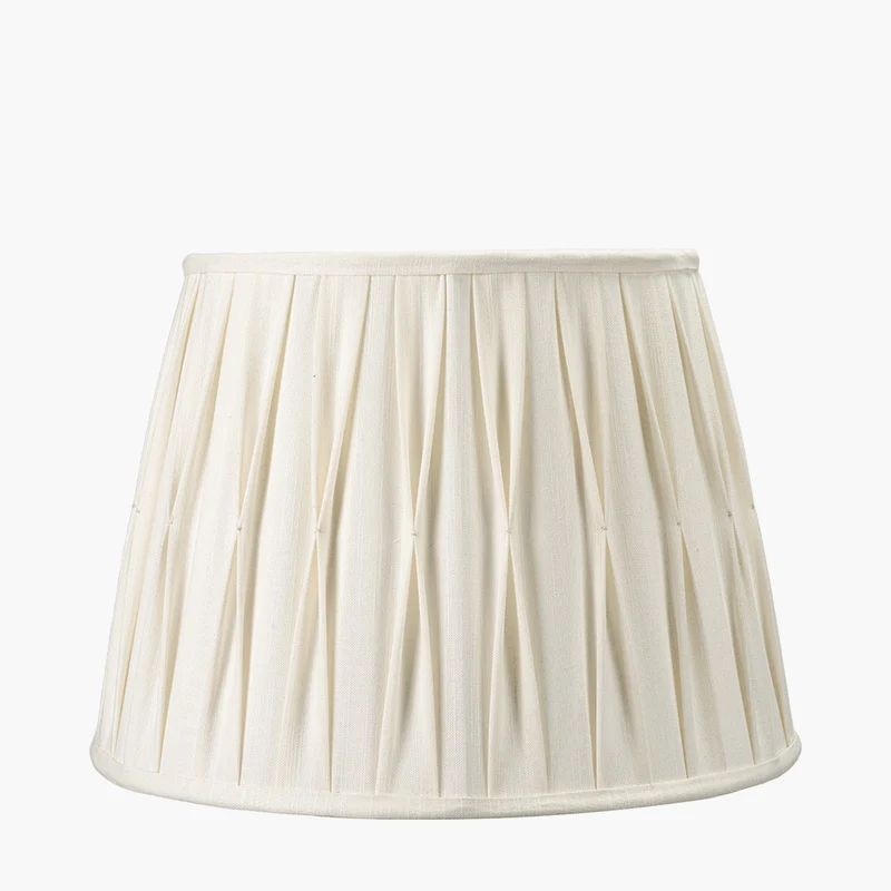 Odette 40cm White Linen Cotton Slub Pinch Pleat Tapered Lampshade