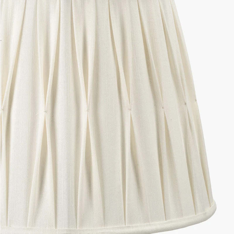 Odette 40cm White Linen Cotton Slub Pinch Pleat Tapered Lampshade