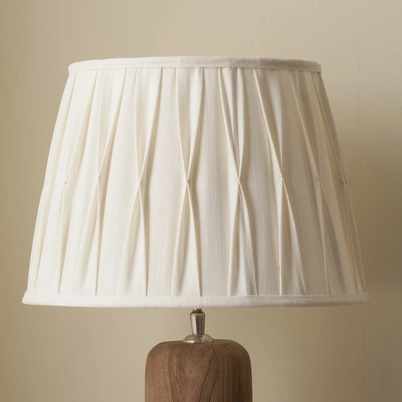Odette 40cm White Linen Cotton Slub Pinch Pleat Tapered Lampshade