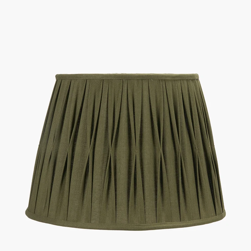 Odette 40cm Olive Green Cotton Slub Pinch Pleat Tapered Lampshade