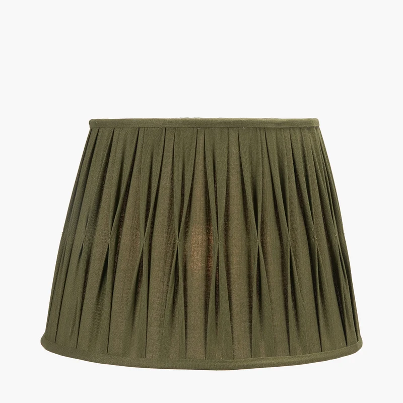 Odette 40cm Olive Green Cotton Slub Pinch Pleat Tapered Lampshade