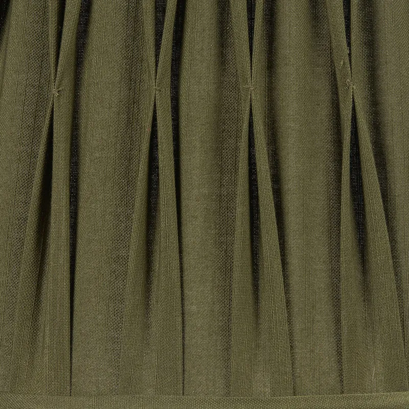 Odette 40cm Olive Green Cotton Slub Pinch Pleat Tapered Lampshade