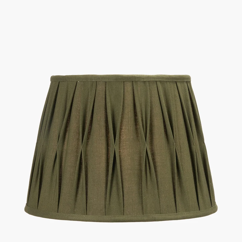Odette 35cm Olive Green Cotton Slub Pinch Pleat Tapered Lampshade