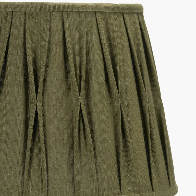 Odette 35cm Olive Green Cotton Slub Pinch Pleat Tapered Lampshade