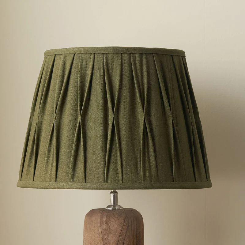 Odette 35cm Olive Green Cotton Slub Pinch Pleat Tapered Lampshade