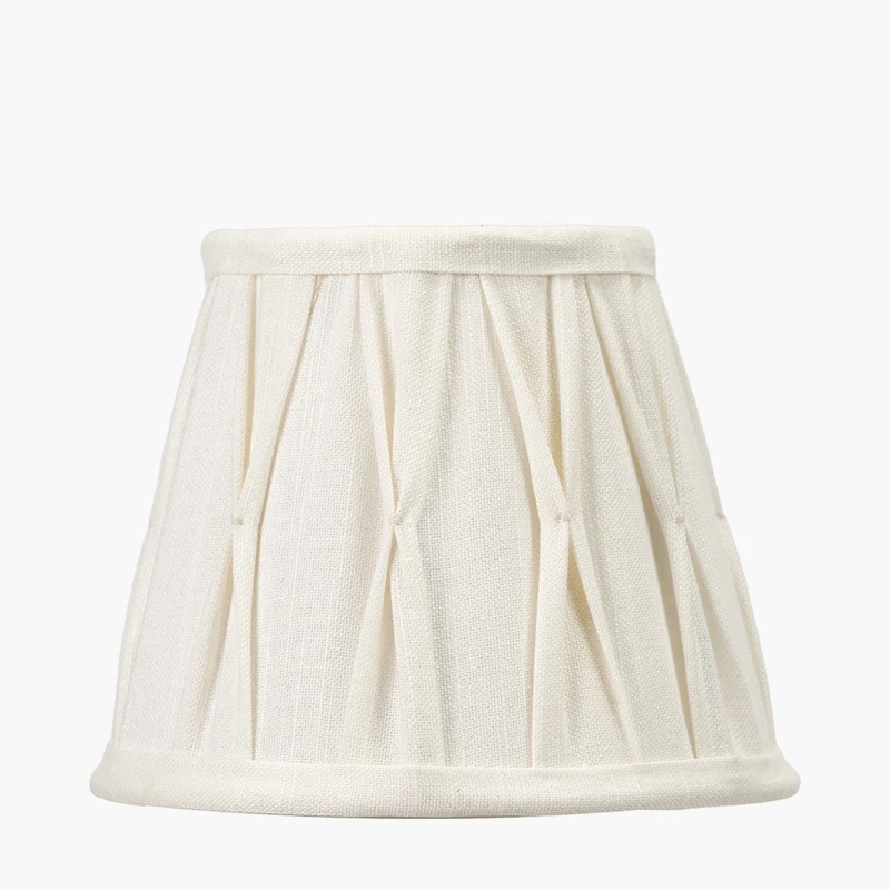 Odette 16cm White Linen Cotton Slub Pinch Pleat Tapered Lampshade