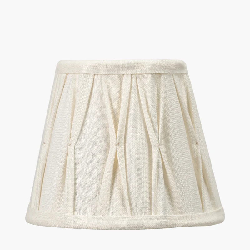Odette 16cm White Linen Cotton Slub Pinch Pleat Tapered Lampshade