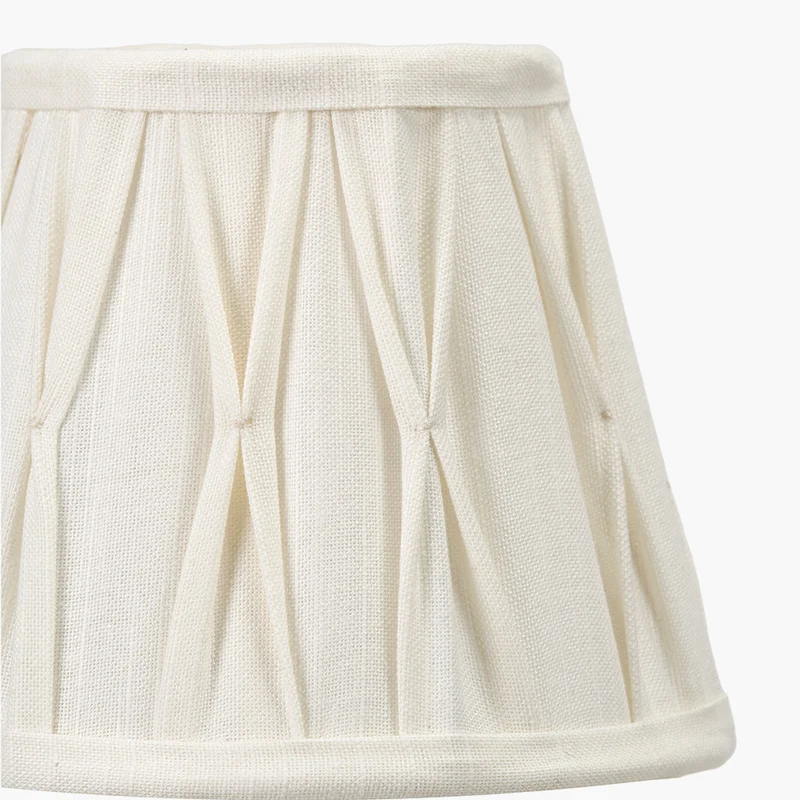 Odette 16cm White Linen Cotton Slub Pinch Pleat Tapered Lampshade