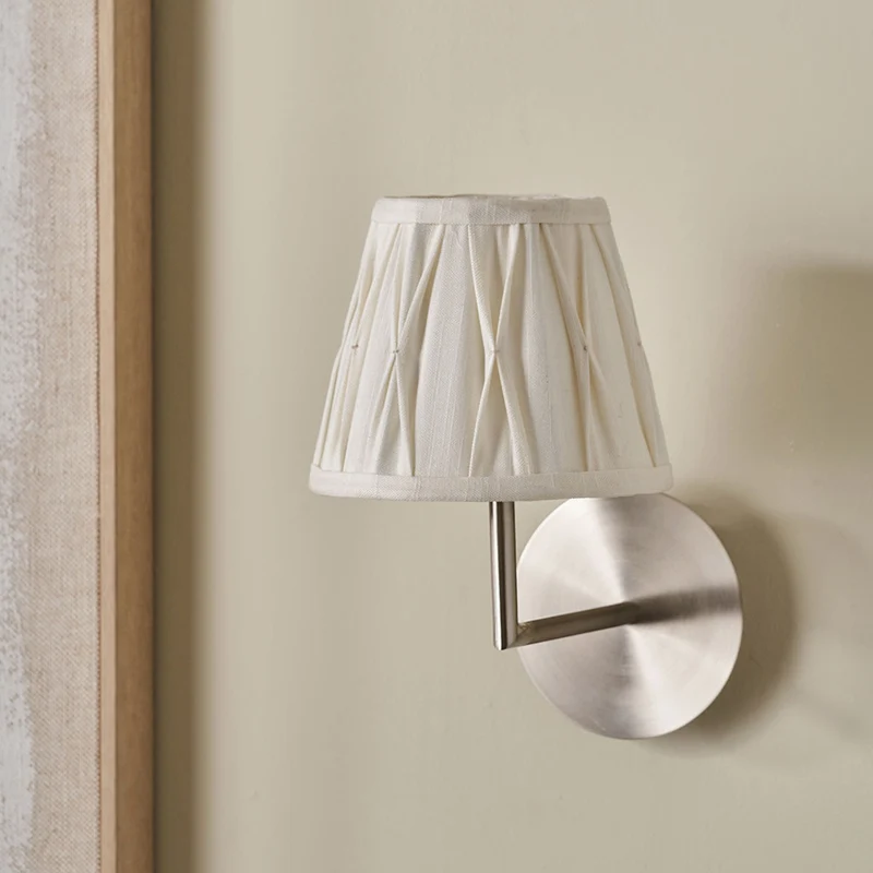 Odette 16cm White Linen Cotton Slub Pinch Pleat Tapered Lampshade