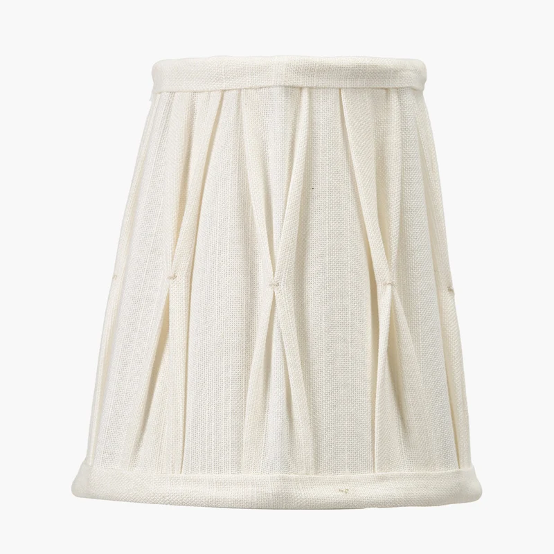 Odette 14cm White Linen Cotton Slub Pinch Pleat Tall Tapered Candle Clip Lampshade