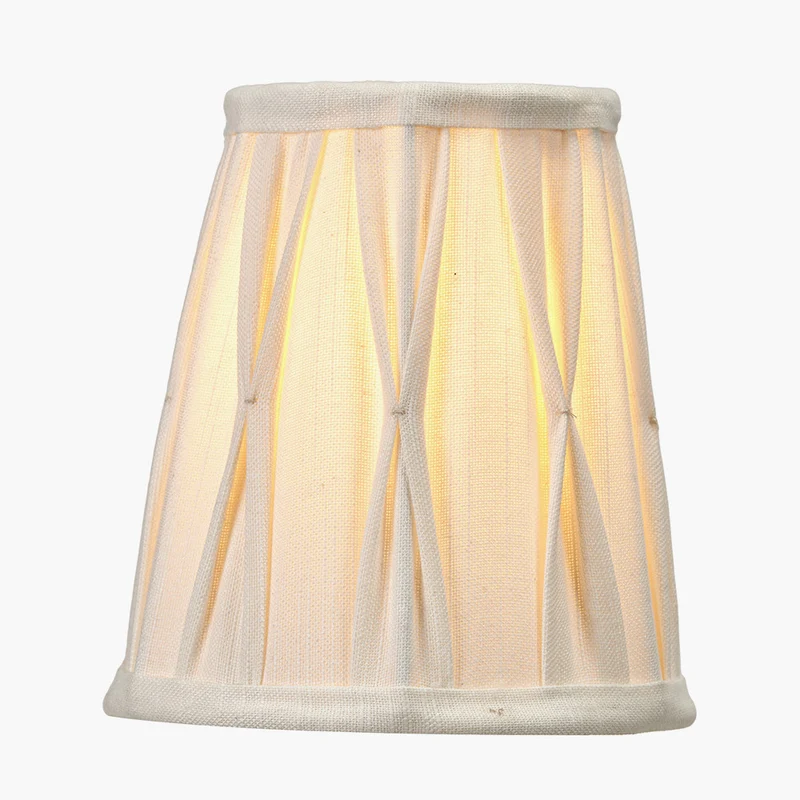 Odette 14cm White Linen Cotton Slub Pinch Pleat Tall Tapered Candle Clip Lampshade