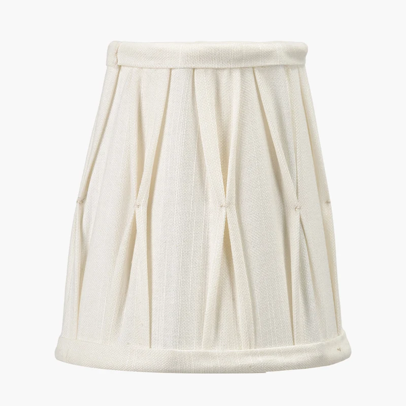Odette 14cm White Linen Cotton Slub Pinch Pleat Tall Tapered Candle Clip Lampshade