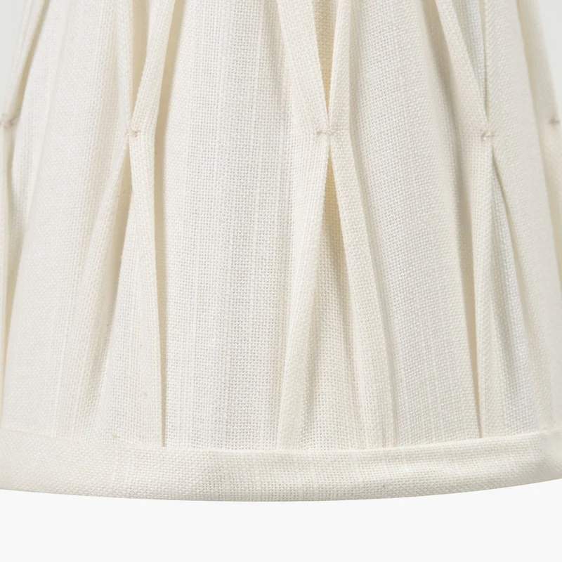 Odette 14cm White Linen Cotton Slub Pinch Pleat Tall Tapered Candle Clip Lampshade