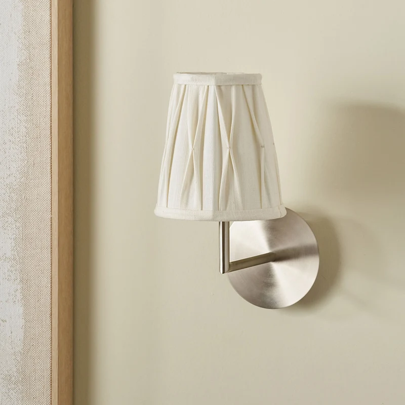 Odette 14cm White Linen Cotton Slub Pinch Pleat Tall Tapered Candle Clip Lampshade