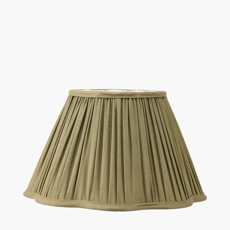 Malia 30cm Olive Green Mushroom Pleat Scalloped Tapered Lampshade