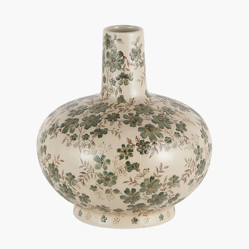 Maeve Grey Floral Ceramic Vase