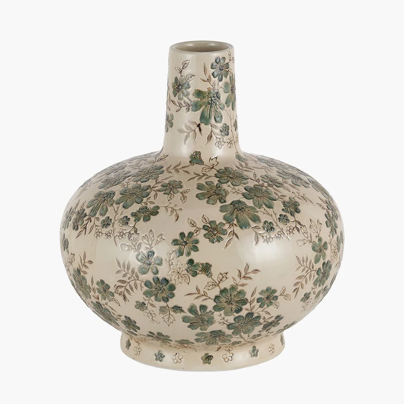 Maeve Grey Floral Ceramic Vase