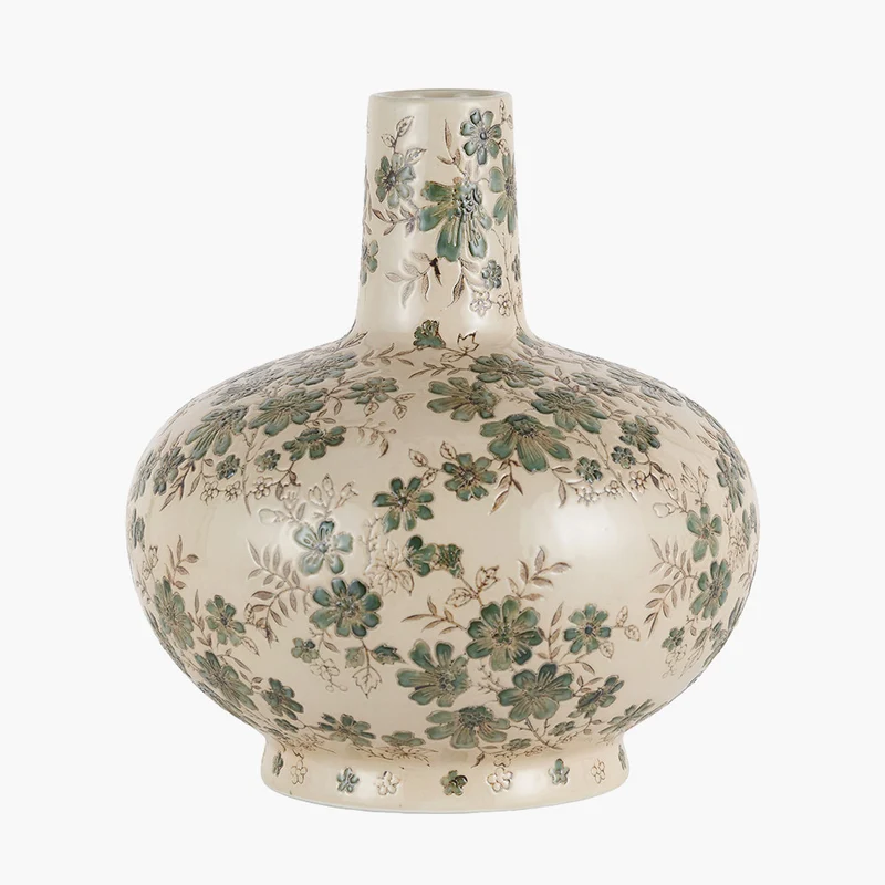 Maeve Grey Floral Ceramic Vase
